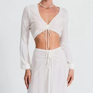 NWT devon windsor benny long sleeve ruched top in ivory